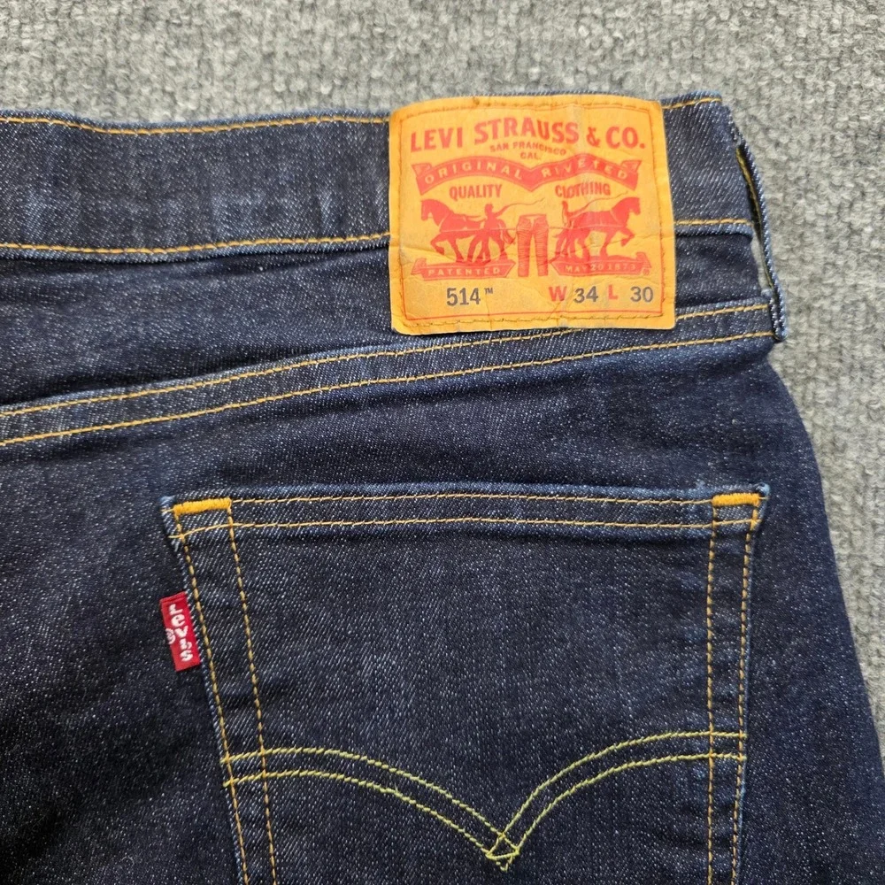 Levi 514 Jeans Mens‎ W34 L28 Blue Denim Dark Wash Straight Leg Casual 514-1325